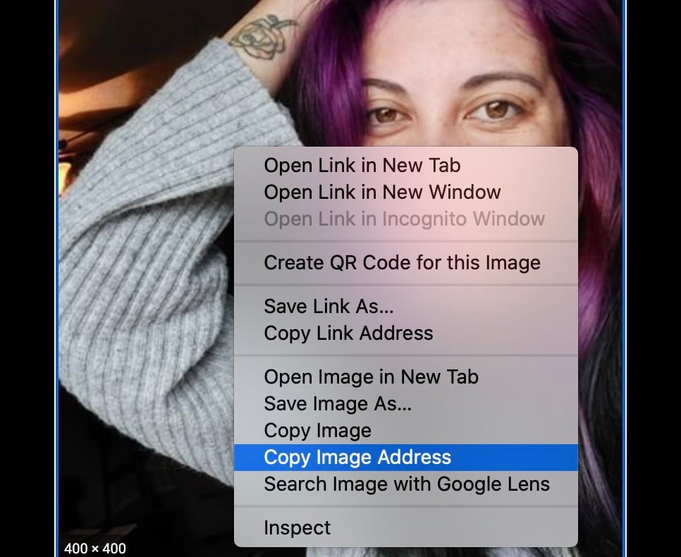 Copy Image Address to Submit a Removal Request to Google