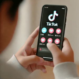 person accessing tiktok from a mobile phone to handle negative content